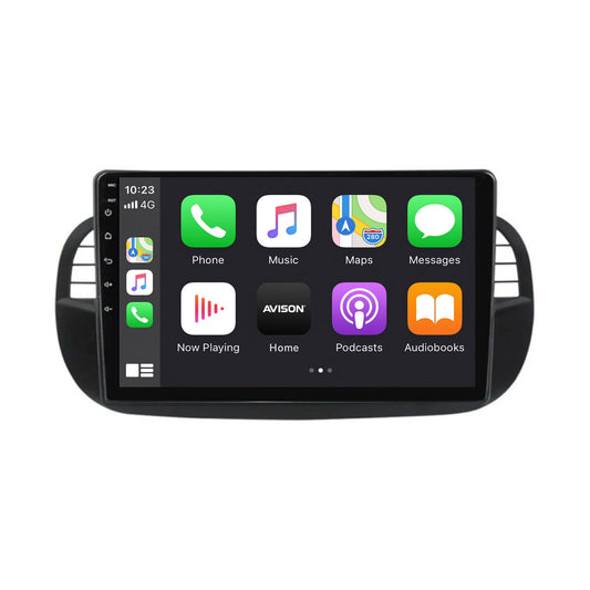 Navigation für Fiat 500 | Volle Touch | CarPlay | Android | Tupfen | Bluetooth | Schwarz | XR4