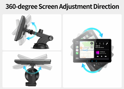 Tragbares Navigationssystem mit CarPlay und Android Auto | 7 Zoll | Bluetooth | FM-Transmitter | AUX