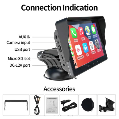 Tragbares Navigationssystem mit CarPlay und Android Auto | 7 Zoll | Bluetooth | FM-Transmitter | AUX