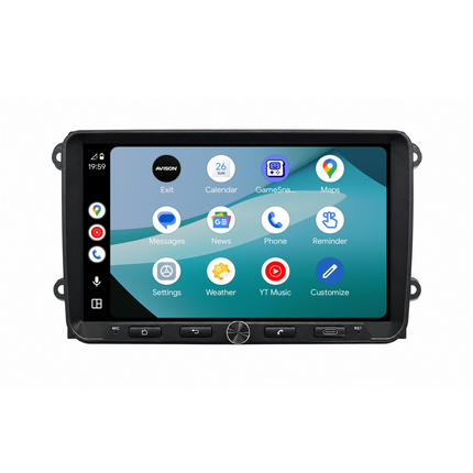 9" QLED Autoradio mit Navigation für VW, Seat & Skoda – kabelloses CarPlay & Android Auto – AVN-R599